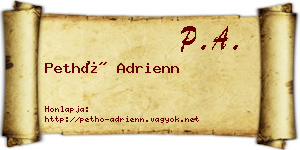 Pethő Adrienn névjegykártya